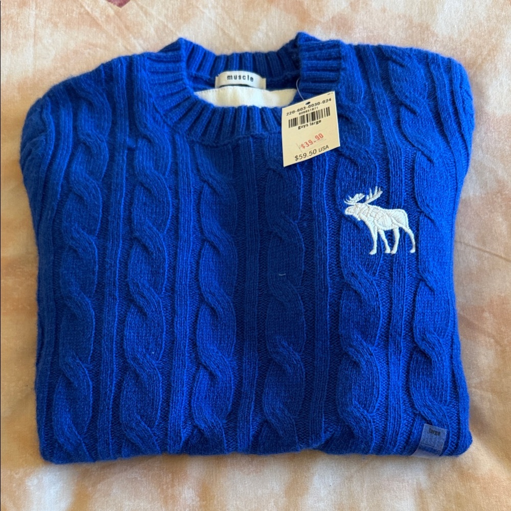 Abercrombie & Fitch Royal Blue Cable Knit Sweater, NWT